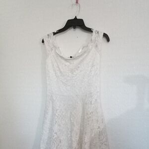 City Triangles White Lace Scoop Neck Dress